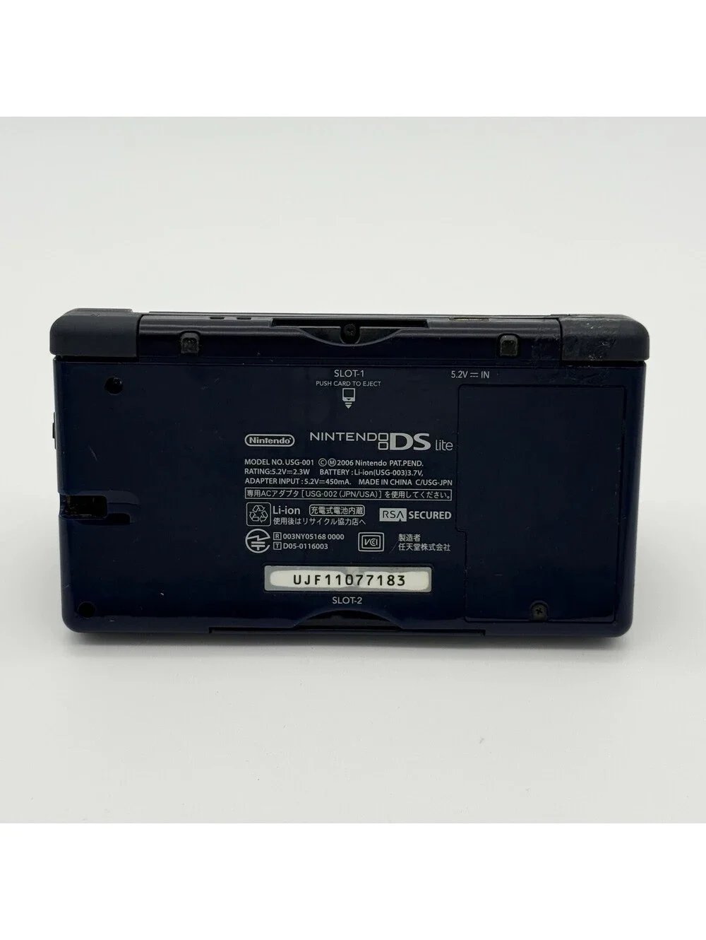 Nintendo DS Lite USG-001 JPN Dark Blue Japan Broken Top LCD - Yellowing Bottom
